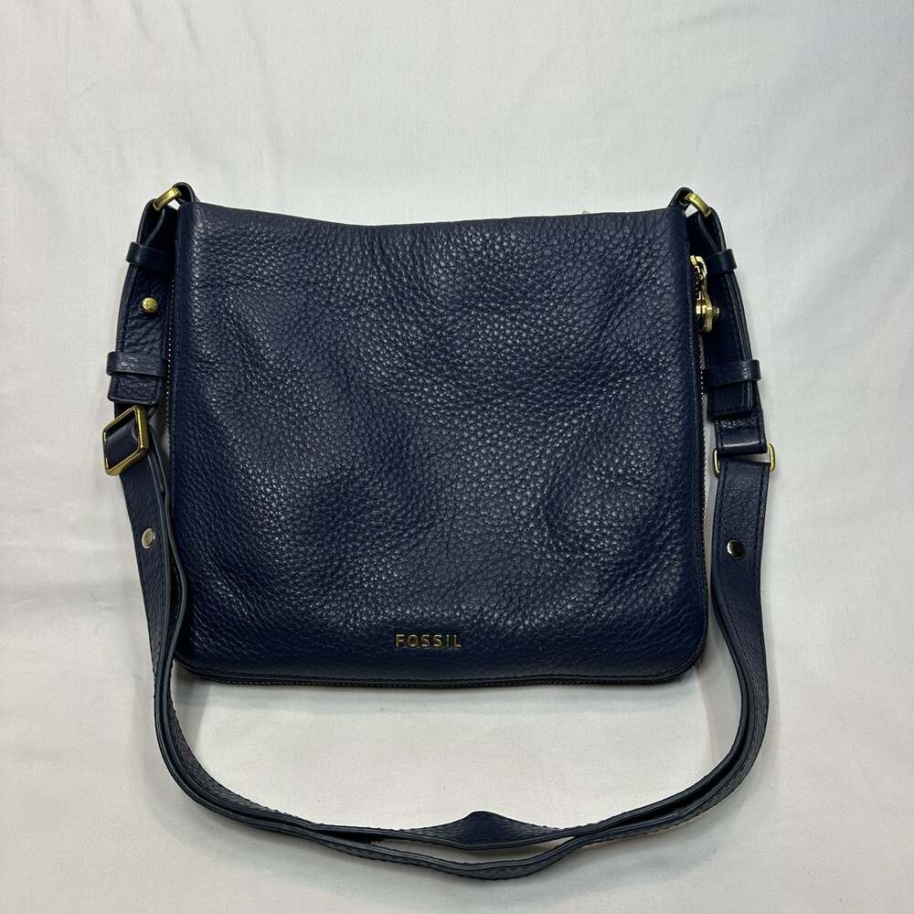 Fossil Navy Blue Pebbled Leather Crossbody Bag Purse, Small/Medium, Y2K vibes